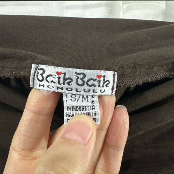 Baik Baik Brown Wide Leg Fold Over Ruffle Hem Pull On Pants Womens S/M Boho - Picture 3 of 11